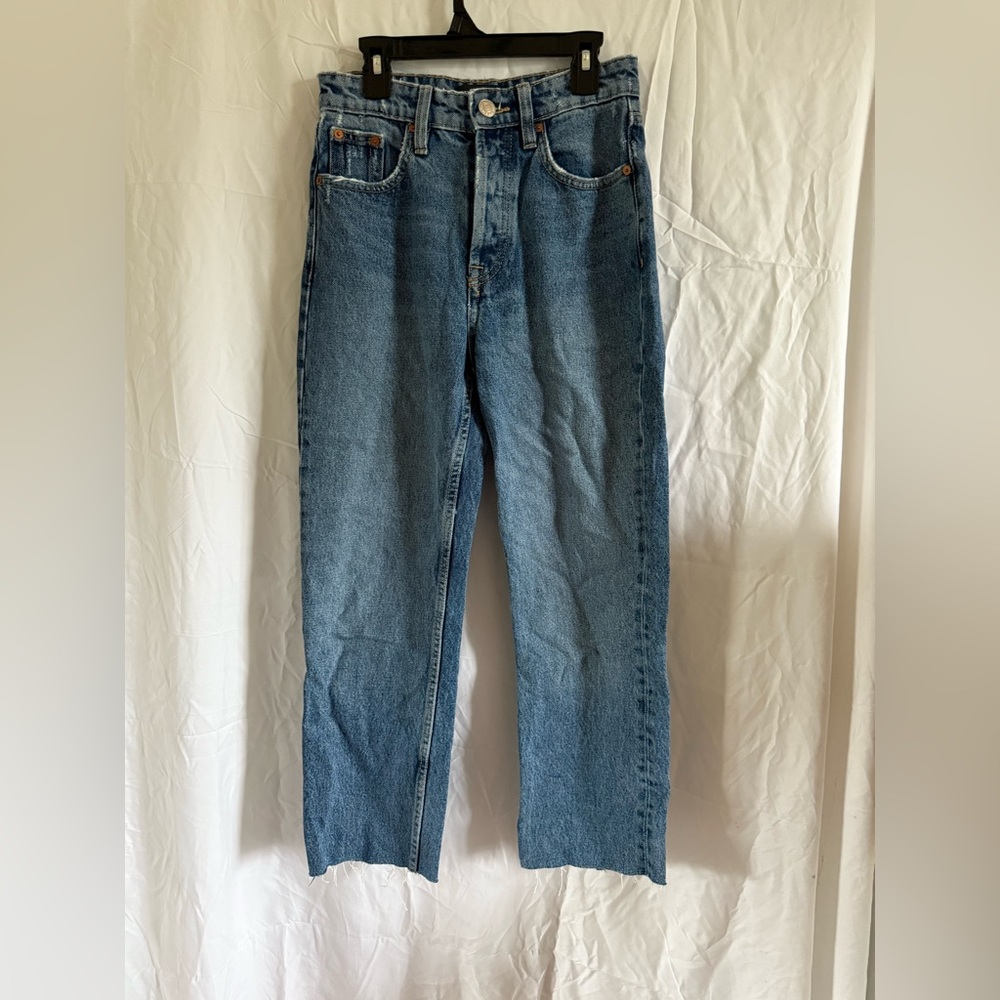 Zara Straight Leg Jeans with Raw Hem